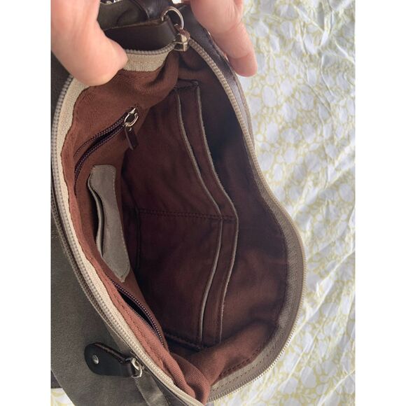 Bruno Rossi Suede Saddle Bag Taupe - Picture 11 of 14